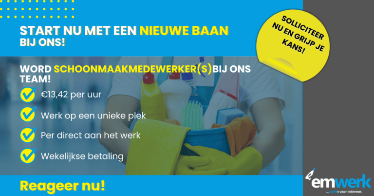 Een persoon met een emmer schoonmaakspullen. Een schoonmaker